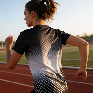 T-shirt de course haute performance personnalisé avec logo, multicolore, léger, respirant, séchage rapide, anti-humidité - Product Image 5