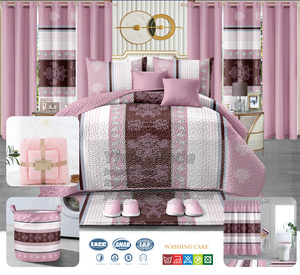 24-teilige Baumwoll bettwäsche sets mit passenden Blumen vorhängen King Size auf Lager - Product Image 5