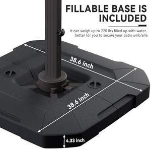 Sombrilla de <span class=keywords><strong>Patio</strong></span> de Aluminio Roja HANYI de 9X12 Pies con Doble Toldo Impermeable Resistente al Viento con Inclinación Giratoria de 360 Grados para Exteriores - Product Image 5