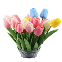 Mini tulipes artificielles à toucher réel, tige unique, pour décoration de mariage, remplissage de vase de table, vente en gros de mini tulipes