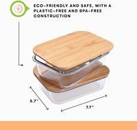 Récipients de stockage des aliments en verre avec couvercles en bambou, lot de 4 récipients en verre pour la préparation des repas Boîte à lunch Bento