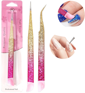 Pince à ongles pour nail art, applicateur de stickers, outil de manucure DIY en silicone et acier inoxydable, durable, usage commercial - Product Image 1
