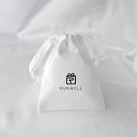 RUNWELL Sac cadeau recyclable en coton biologique et lin avec cordon de broderie personnalisé sérigraphié Petites pochettes pliantes pour bijoux