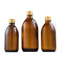 Bouteille vide en verre avec bouchon en aluminium, 120ml, 250ml, 500ml, pour le sirop rond ambré pour la bouche, le liquide pour la médecine