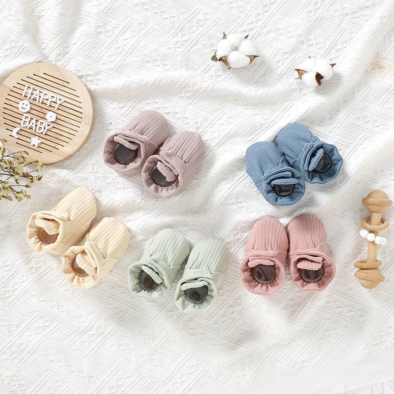 Wholesale Baby Socks Infant Knitted Infant Boot Organic Cotton Booties  Non-Slip Ribbed Baby Booties