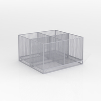 Caisse de rangement en treillis métallique à 4 compartiments sur mesure, panier de présentation en métal thermolaqué, plusieurs couleurs au choix