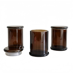 Pot à bougie en verre ambre Elite 8oz vide avec couvercle plat pour <span class=keywords><strong>les</strong></span> dérapages à la maison - Product Image 2