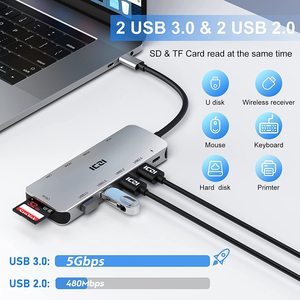 ICZI <span class=keywords><strong>USB</strong></span> C Hub 11 en 1 Adaptador multipuerto de estación de acoplamiento con 2 HD Triple Display100W PD, 4 puertos <span class=keywords><strong>USB</strong></span> para <span class=keywords><strong>MacBook</strong></span> <span class=keywords><strong>Air</strong></span>/Pro - Product Image 5
