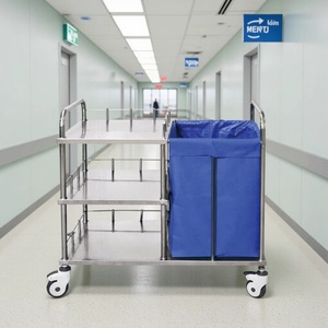 Xin Yuchen Hospital Stainless Steel <b>Nursing</b> Cart YC-K16 Three Tier With Waste <b>Bags</b> For Medical Ward Use - Product Image 1