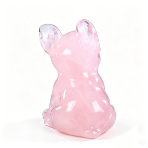 Cristal de Cuarzo Rosa Natural de Alta Calidad, <span class=keywords><strong>Bulldog</strong></span> <span class=keywords><strong>Francés</strong></span> Tallado a Mano, Piedras Preciosas Personalizables y Venta al Por Mayor Directa de Fábrica - Product Image 2