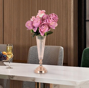 Jarrón Decorativo de Vidrio y Metal de Estilo Europeo, para Mesa, Decoración Costera para Sala de Estar, Dormitorio, Bodas, Florero Decorativo - Product Image 5