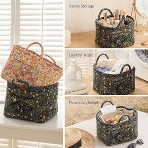 Panier de rangement domestique en coton pour articles divers, boîte organisatrice, sac de rangement pliable et portable pour jouets et maquillage - Product Image 3