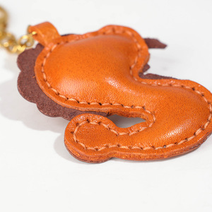 Cute Lucky Snake <b>Leather</b> <b>Keychain</b> Handmade Vegetable Tanned Top Layer Cowhide Bag Charm Genuine <b>Leather</b> Car Hanging Ornament - Product Image 2