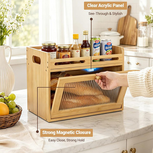 Caja de pan de bambú para cocina de 15.7 pulgadas con almacenamiento para frutas y almohadillas antideslizantes para uso en encimera - Product Image 2