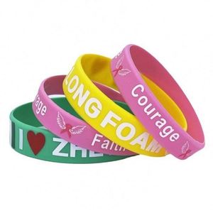 Bracelet en silicone personnalisé avec logo d'usine pour hommes, couleur unie, gravé, pour la sensibilisation sportive et la lutte contre la violence. - Product Image 3