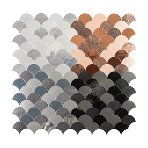 Fish Scale Metallic Silver Color <b>Mirror</b> Surface Peel and Stick Aluminium Mosaic Wall Tiles - Product Image 5