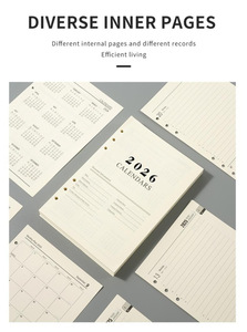 2026 Calendar Agenda Refill Inner <strong>Paper</strong> A5 Loose Leaf Binder School Transparent PVC Matte <strong>Index</strong> Divider 6 Rings Binder <strong>Notebook</strong> - Product Image 3