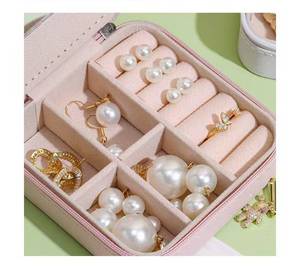 Travel <strong>Jewelry</strong> <strong>Box</strong> Organizer with Zipper Closure Anti-tarnish Velvet Lining Small Portable <strong>Jewelry</strong> <strong>Mini</strong> Storage Packaging <strong>Box</strong> - Product Image 4