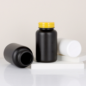 Emballage pharmaceutique personnalisé en flacon capsule noir 250 ml en plastique HDPE pour produits de santé, médicaments, pilules avec bouchon à vis - Product Image 1