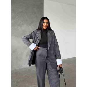 Plaid <b>Jacket</b> and Pants <b>Suit</b> with Button Decoration - Product Image 2