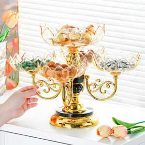 ถาดเสิร์ฟหลายชั้นลายดอกไม้ ถาดพลาสติกใส่ขนม ของว่าง สำหรับตกแต่งโต๊ะกาแฟในห้องนั่งเล่นที่บ้าน - Product Image 3