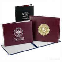 Porte-documents A4 en PU bleu roi pour bureau/école, impression numérique, diplômes gaufrés, porte-diplômes de remise de diplôme, couverture rigide