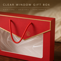 Boîte cadeau en carton blanc avec fenêtre, logo personnalisé, faible MOQ, poignée, emballage pour la vente au détail, OEM, ODM