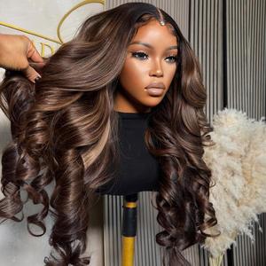 Parrucca Frontale in Pizzo Trasparente 13*4 Senza Colla, <span class=keywords><strong>Capelli</strong></span> Vietnamiti, Biondo Miele, Onde Voluminose, Marrone 13*6 HD 1B, Onde <span class=keywords><strong>Naturali</strong></span> Morbide - Product Image 2