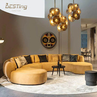 Ensemble de canapé d'angle demi-rond de luxe, canapé modulaire sans accoudoirs, avec rembourrage en éponge, tissu en daim, pour appartement, salon, hôtel