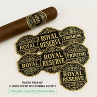 Bague de cigare personnalisée imprimée, gaufrée, feuille d'or, imperméable, autocollant personnalisé pour l'emballage des cigares, OEM