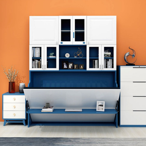 Table pliante multifonctionnelle avec design à pliage latéral, <span class=keywords><strong>lit</strong></span> escamotable, cadre à lattes renforcé, <span class=keywords><strong>lit</strong></span> Murphy, <span class=keywords><strong>lit</strong></span> mural, design moderne en acier - Product Image 3
