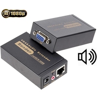 Extensor VGA de 1080P con cable cat5/6 de hasta 100M, convertidor ethernet VGA a RJ45, extensor para PC, portátil y proyector