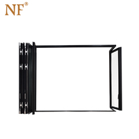 Ventana Plegable de Aluminio Negro con Aislamiento Térmico NFRC AS2047, Insonorizada, de Doble Vidrio, Tipo Acordeón, con Aislamiento Térmico Low-E
