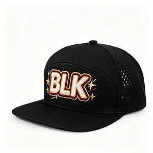 Black Sporty Street Style Referee <b>Hat</b> 7-Panel Polyester Flex Fit Football Cap Silver Copper Buckle Performance Outdoor - Product Image 3