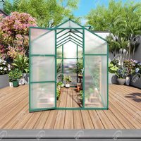 Serre extérieure 6*10 pieds avec panneaux en polycarbonate, serre de jardin avec structure en aluminium, serre accessible pour jardins et cours arrière