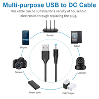Câble d'alimentation USB universel 5V vers DC, cordon de charge 5,5x2,1 mm avec connecteur de 13 tailles