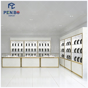 Progettazione di mobili per la decorazione di gioiellerie personalizzate vetrina in vetro dorato vetrina per gioielleria Interior Design - Product Image 3