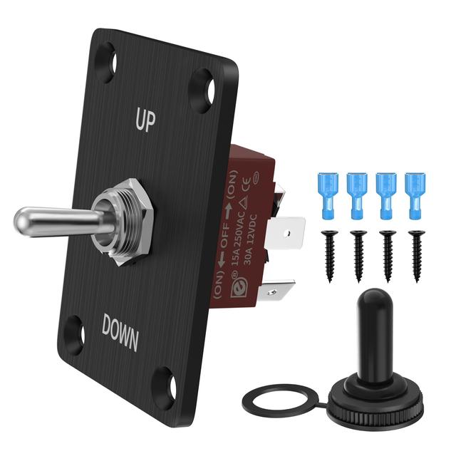 Momentary Reverse Polarity Switch 12V DC Polarity Reversing Switch Waterproof with up Down Mounting Panel DPDT Toggle Switch