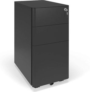 Petite armoire à piétement rond en acier, mobilier de bureau mobile avec 3 tiroirs - Product Image 2