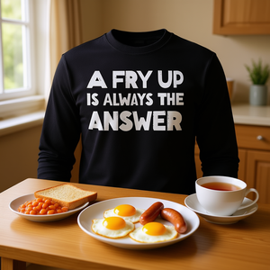 A Fry Up Is Always The Answer T-shirt a maniche lunghe con slogan Full English Breakfast - Product Image 3