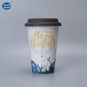 <span class=keywords><strong>Taza</strong></span> de cerámica con cubierta de silicona para viaje, diseño navideño de 400CC - Product Image 1