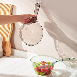 Louche en plastique grande et profonde pour cuisine domestique, sans BPA, à long manche, transparente, pour l'égouttage de l'eau et le lavage des cheveux - Product Image 5