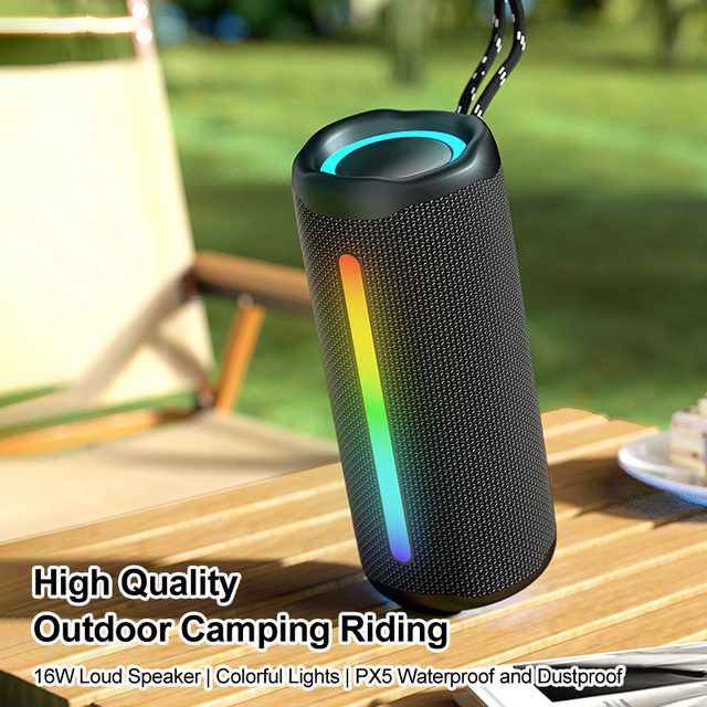 IPX6 Waterproof Bluetooth 5.3 Speaker 16W HIFI Stereo Subwoofer RGB LED HD Sound Bicycle Portable Outdoor Wireless Speaker