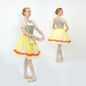Traje de Ballet Romántico Campestre con Tutú, Mangas Cortas Abullonadas, Estilo Coppelia, para Representaciones Escénicas, con Corsé - Product Image 2
