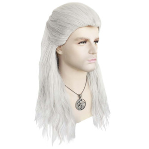 Perruque en fibre haute température fabriquée à <span class=keywords><strong>la</strong></span> machine, style dessin animé, base brun clair, pour cosplay de sorcier/chasseur, série de romans fantastiques, animation - Product Image 3