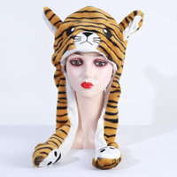 Niños adultos iluminan el sombrero de animal de peluche con orejas móviles conejo de dibujos animados Panda LED Gorro con orejeras brillantes juguetes de peluche