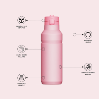 Bouteille d'eau minimaliste et écologique avec poignée, couvercle à paille rabattable et bec verseur lisse pour le sport