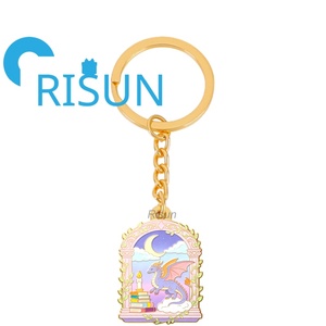 Porte-clés en métal 3D <span class=keywords><strong>Dragon</strong></span> Doré en gros, personnalisé, mignon, dessin animé, anime, fantaisie sombre, démon, <span class=keywords><strong>dragon</strong></span> volant, émail - Product Image 1