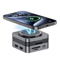 Hub USB-C Multifunción con Carga Inalámbrica y Soporte para Tarjeta Micro SD, Aleación de Aluminio, USB 3.0 de Alta Velocidad 5Gbps