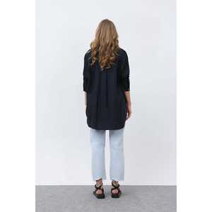 Chemise boutonnée en lin pour femme, style décontracté et simple, couleur kaki, chemisier basique - Product Image 6